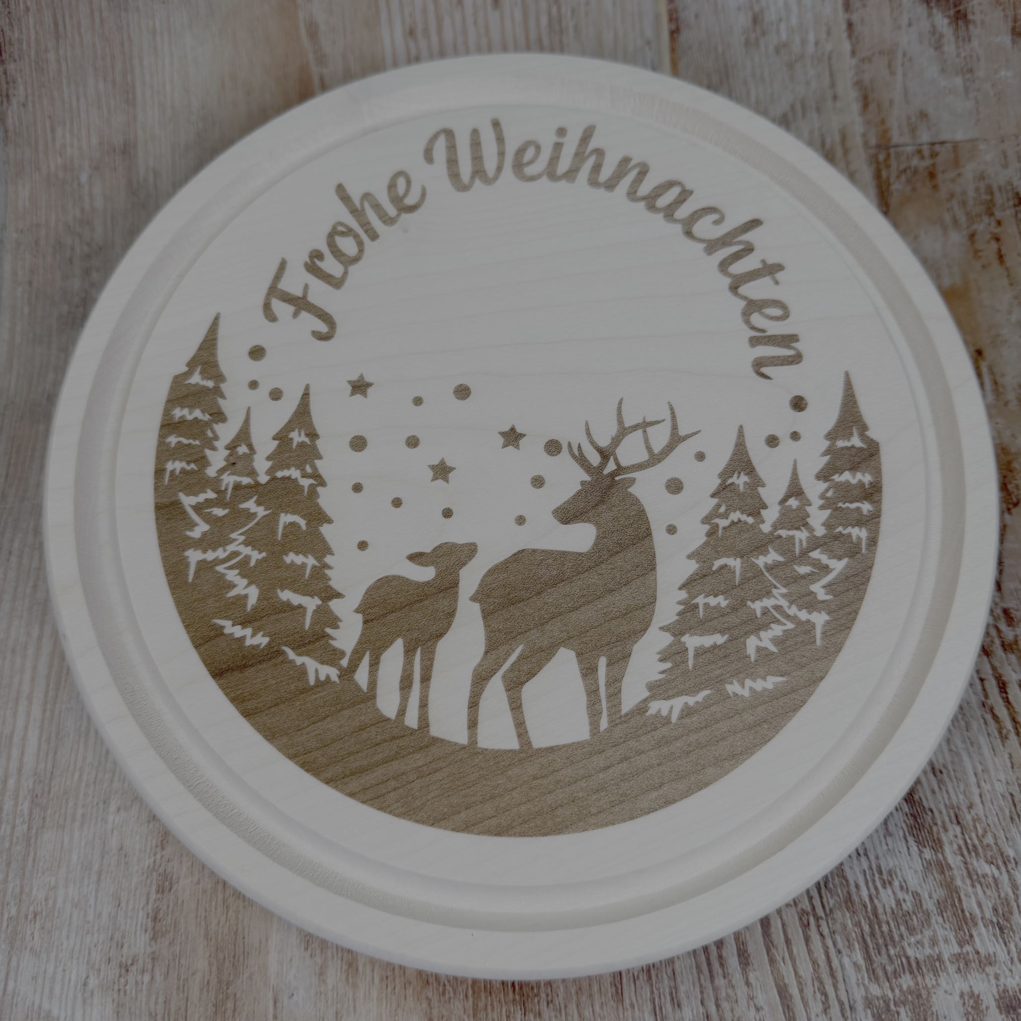Holzbrett Rund - Frohe Weihnachten